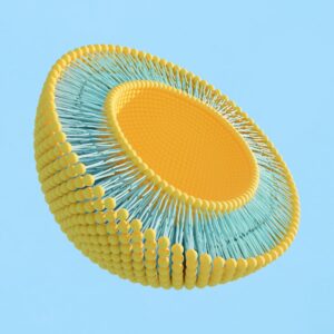 Trockene Liposomen in Pulverform unter dem Mikroskop